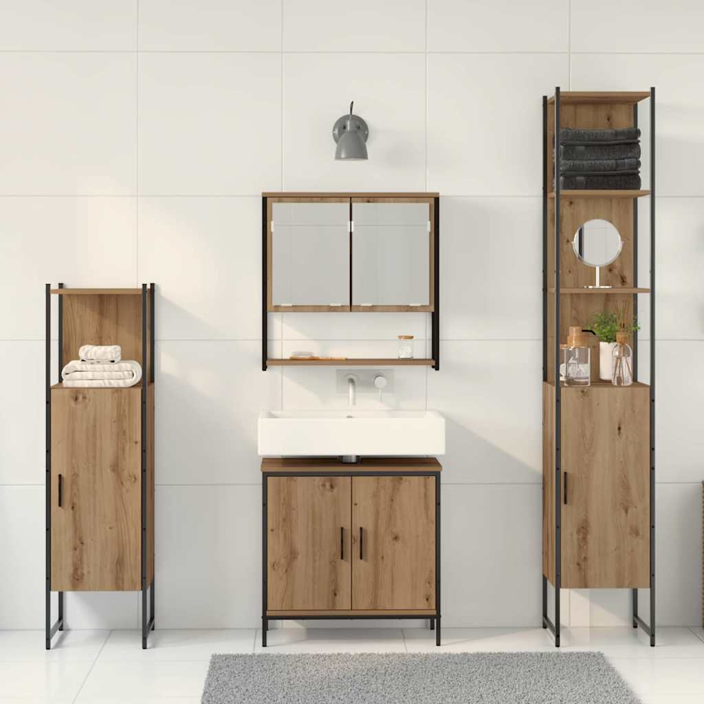 Badezimmermöbel Set mit Speicher 4 pcs Braun 33 x 33 x 185.5 cm