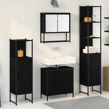 Badezimmermöbel Set mit Tür 4 pcs Schwarz 33 x 33 x 185.5 cm
