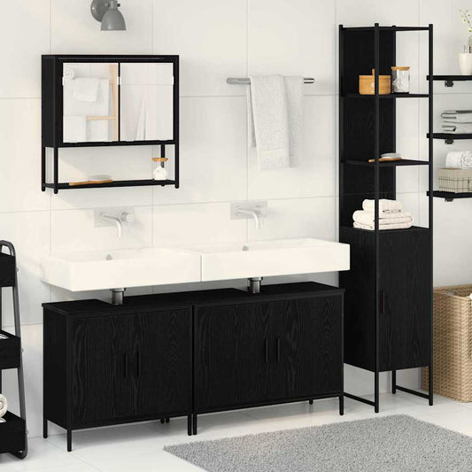 Badezimmermöbel Set mit Tür 4 pcs Schwarz 33 x 33 x 185.5 cm