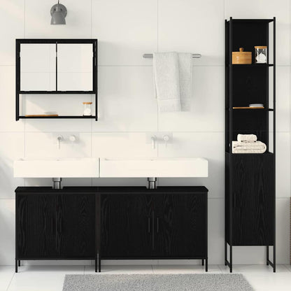 Badezimmermöbel Set mit Tür 4 pcs Schwarz 33 x 33 x 185.5 cm