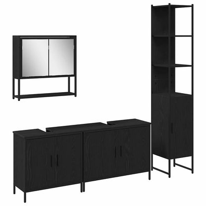 Badezimmermöbel Set mit Tür 4 pcs Schwarz 33 x 33 x 185.5 cm