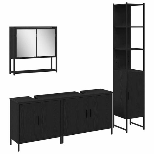 Badezimmermöbel Set mit Tür 4 pcs Schwarz 33 x 33 x 185.5 cm