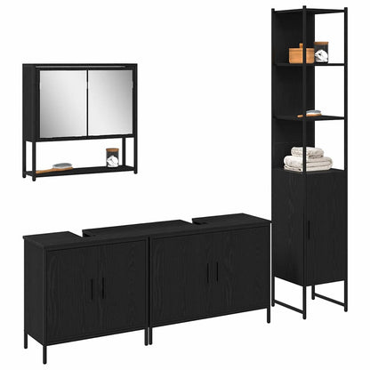 Badezimmermöbel Set mit Tür 4 pcs Schwarz 33 x 33 x 185.5 cm