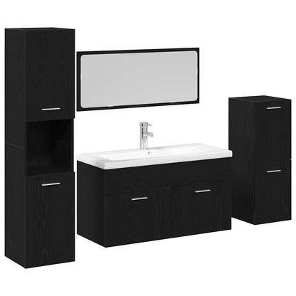 Badezimmermöbel Set Wandmontiert 4 pcs Schwarz Eichen-Optik
