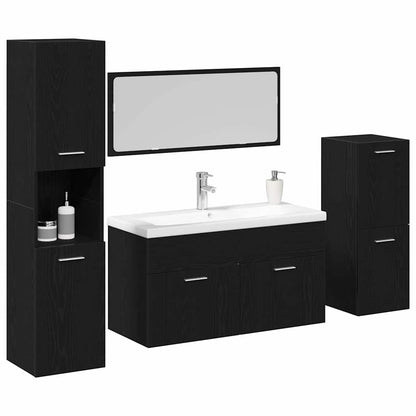 Badezimmermöbel Set Wandmontiert 4 pcs Schwarz Eichen-Optik