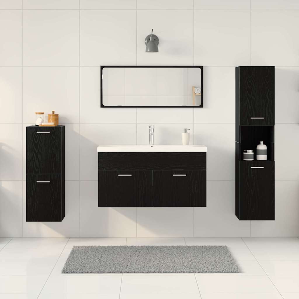 Badezimmermöbel Set 5 pcs Schwarz Eichen-Optik 30 x 30 x 130 cm