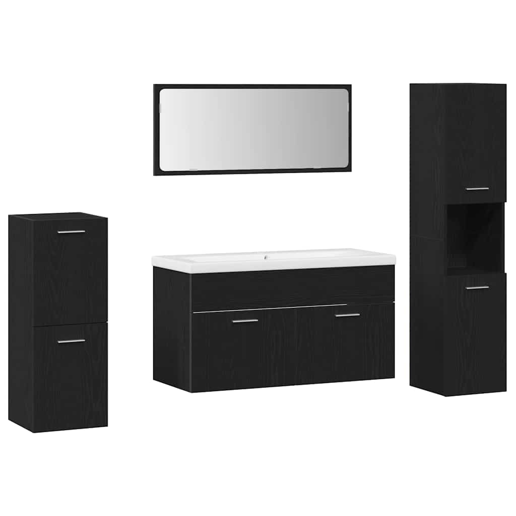 Badezimmermöbel Set 5 pcs Schwarz Eichen-Optik 30 x 30 x 130 cm