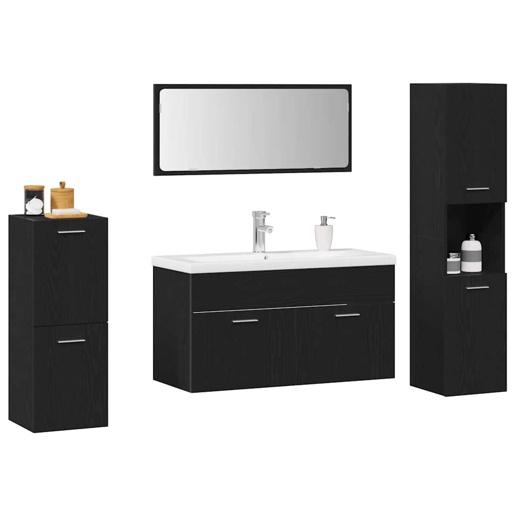 Badezimmermöbel Set 5 pcs Schwarz Eichen-Optik 30 x 30 x 130 cm