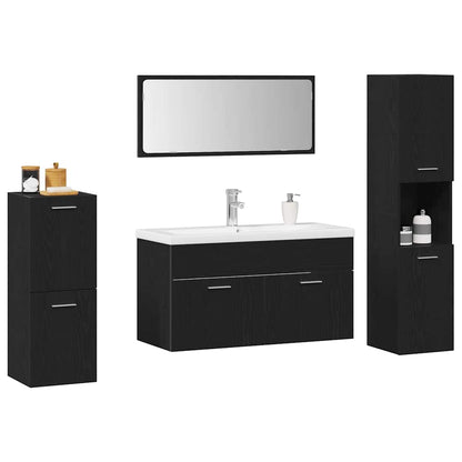 Badezimmermöbel Set 5 pcs Schwarz Eichen-Optik 30 x 30 x 130 cm