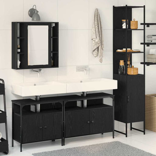 Badezimmerschrankset 4 pcs Schwarze Eiche 33 x 33 x 185.5 cm