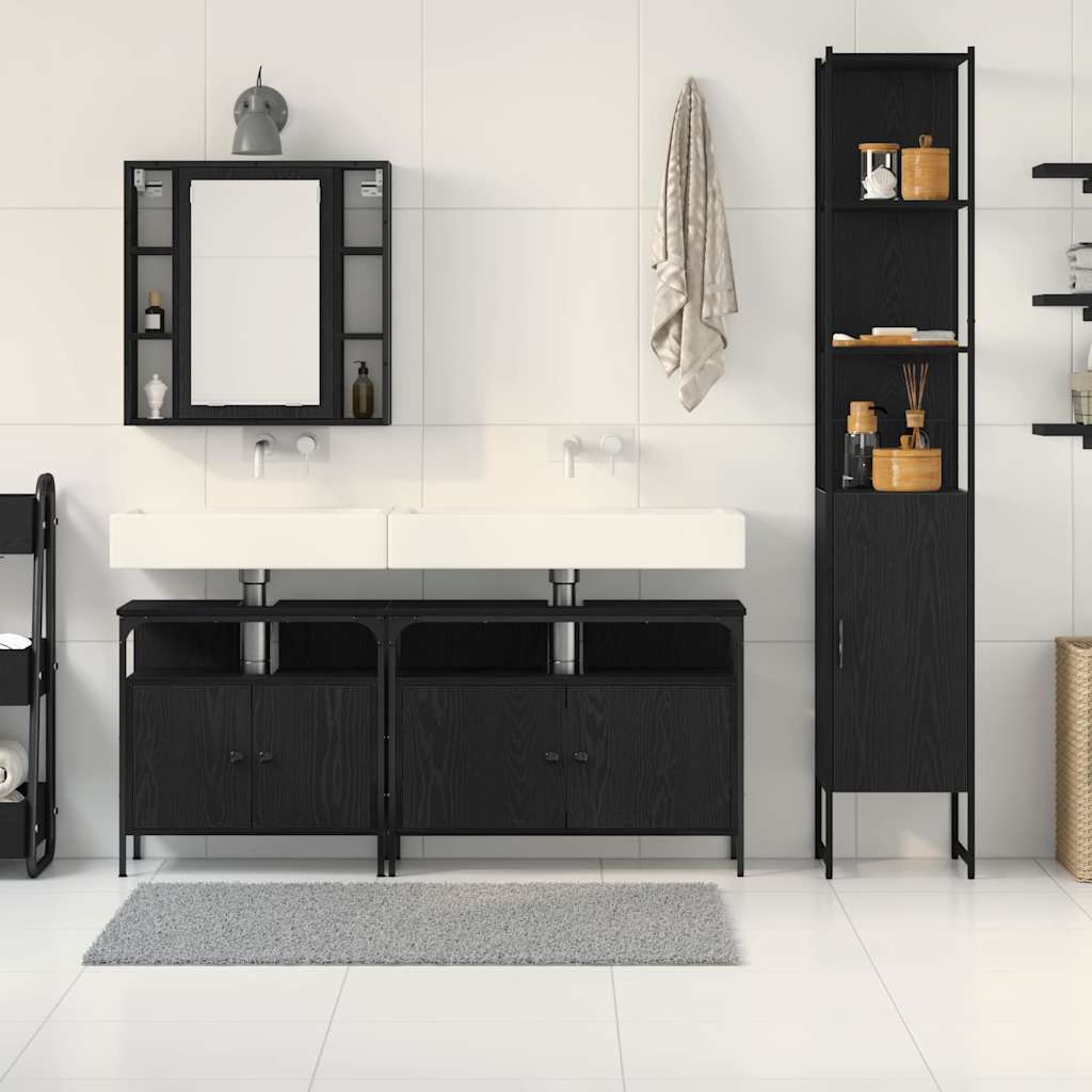 Badezimmerschrankset 4 pcs Schwarze Eiche 33 x 33 x 185.5 cm