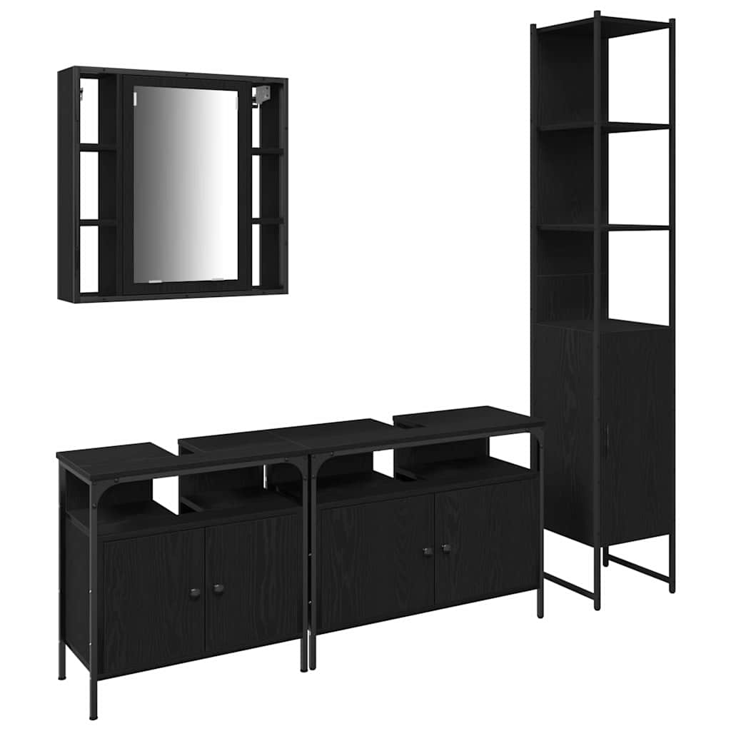 Badezimmerschrankset 4 pcs Schwarze Eiche 33 x 33 x 185.5 cm