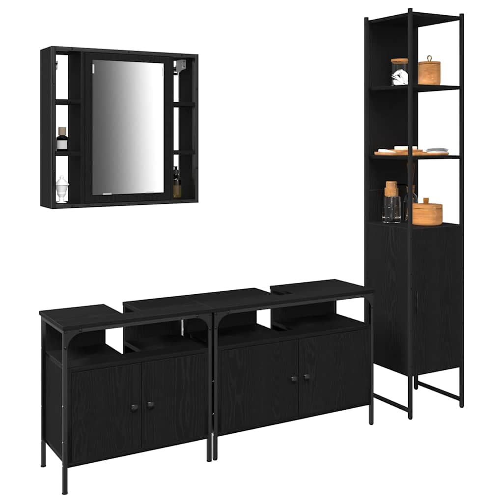 Badezimmerschrankset 4 pcs Schwarze Eiche 33 x 33 x 185.5 cm