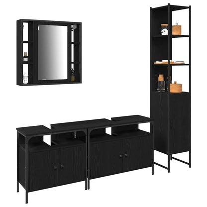Badezimmerschrankset 4 pcs Schwarze Eiche 33 x 33 x 185.5 cm