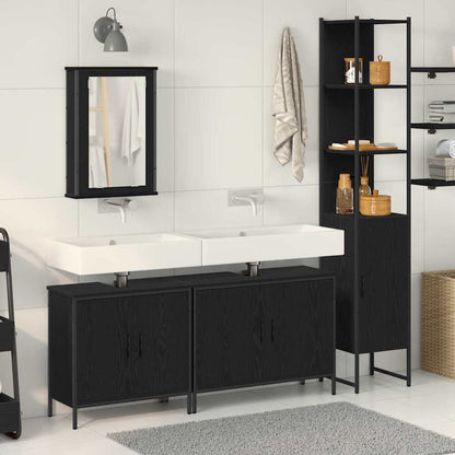Badezimmermöbel Set mit Regal 4 pcs Schwarz 33 x 33 x 185.5 cm