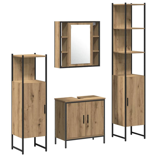 Badezimmermöbel Set mit Regal 4 pcs Braun 33 x 33 x 185.5 cm