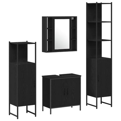 Badezimmermöbel Set mit Regal 4 pcs Schwarz 33 x 33 x 185.5 cm