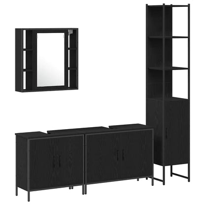 Badezimmermöbel Set mit Regal 4 pcs Schwarz 33 x 33 x 185.5 cm