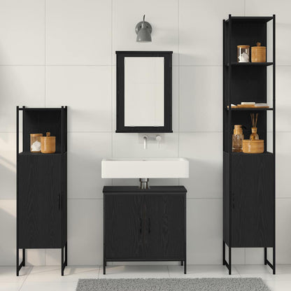 Badezimmermöbel Set mit Regal 4 pcs Schwarz 33 x 33 x 185.5 cm