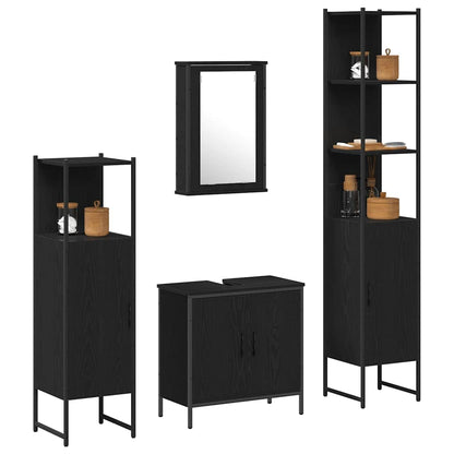 Badezimmermöbel Set mit Regal 4 pcs Schwarz 33 x 33 x 185.5 cm