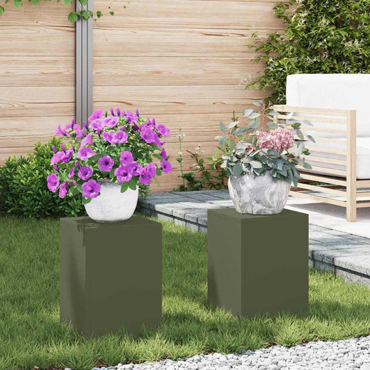 Pflanzenständer 2 pcs Olivgrün 24 x 24 x 35 cm Stahl