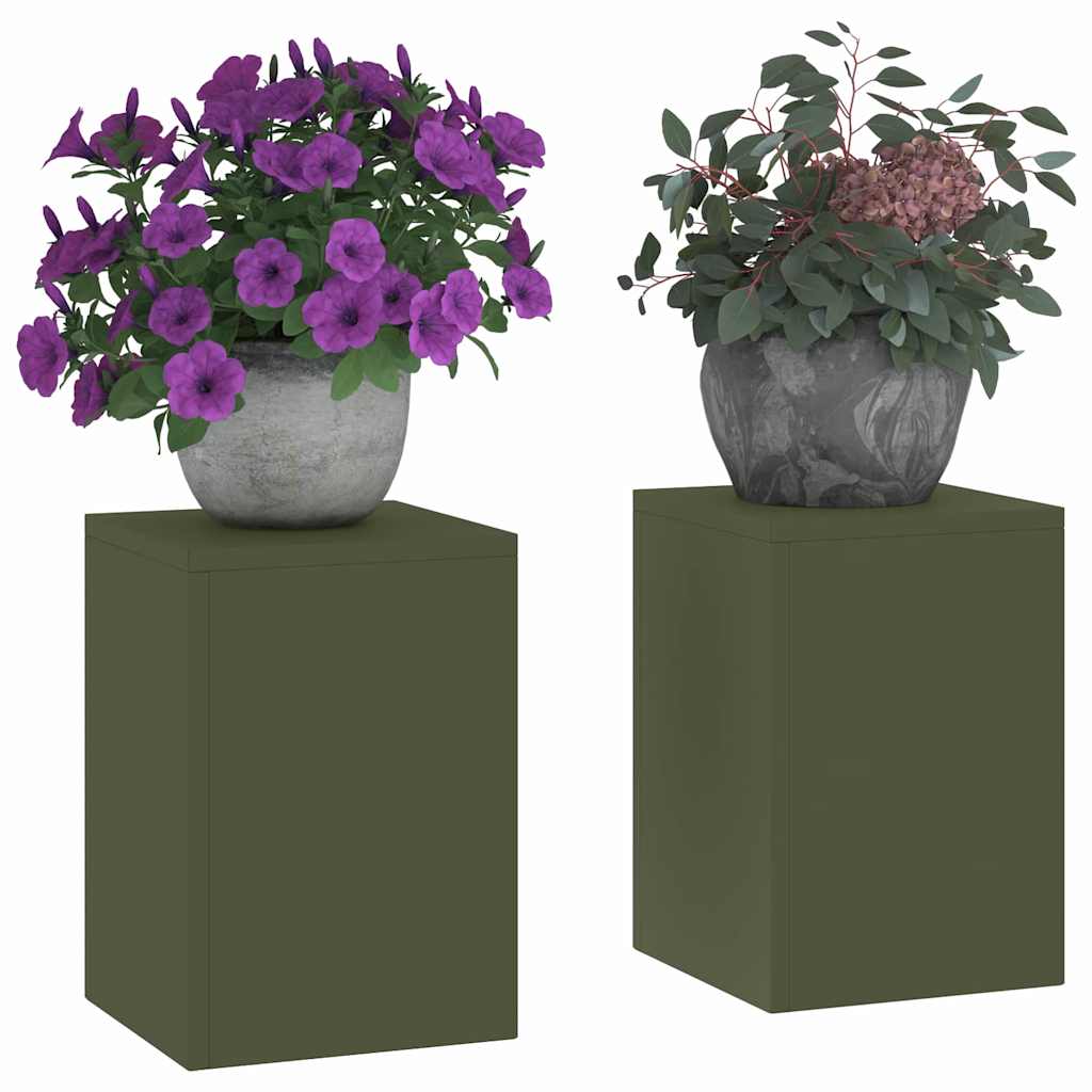 Pflanzenständer 2 pcs Olivgrün 24 x 24 x 35 cm Stahl