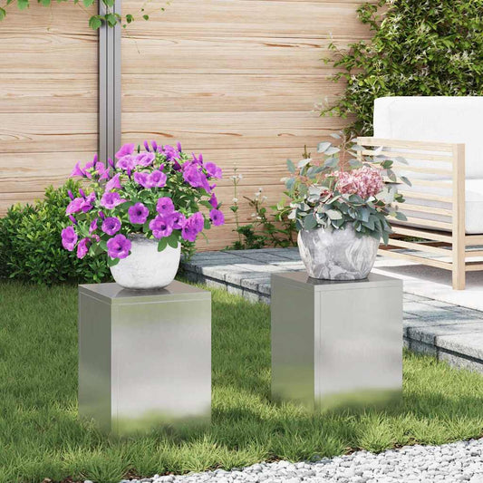 Pflanzenständer 2 pcs Silber 24 x 24 x 35 cm Edelstahl