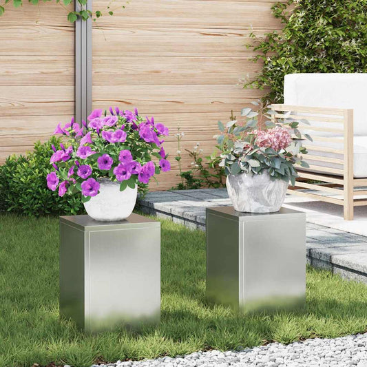 Pflanzenständer 2 pcs Silber 24 x 24 x 35 cm Verzinkter Stahl