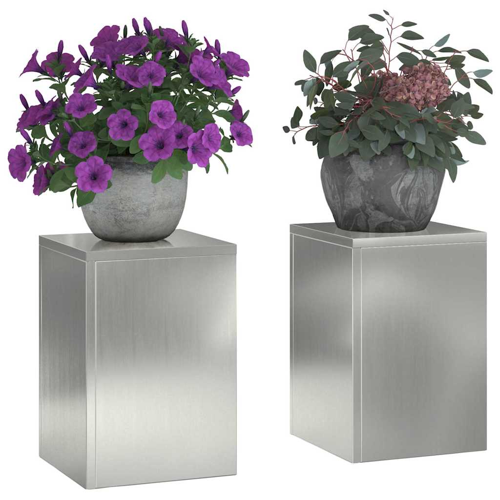 Pflanzenständer 2 pcs Silber 24 x 24 x 35 cm Verzinkter Stahl
