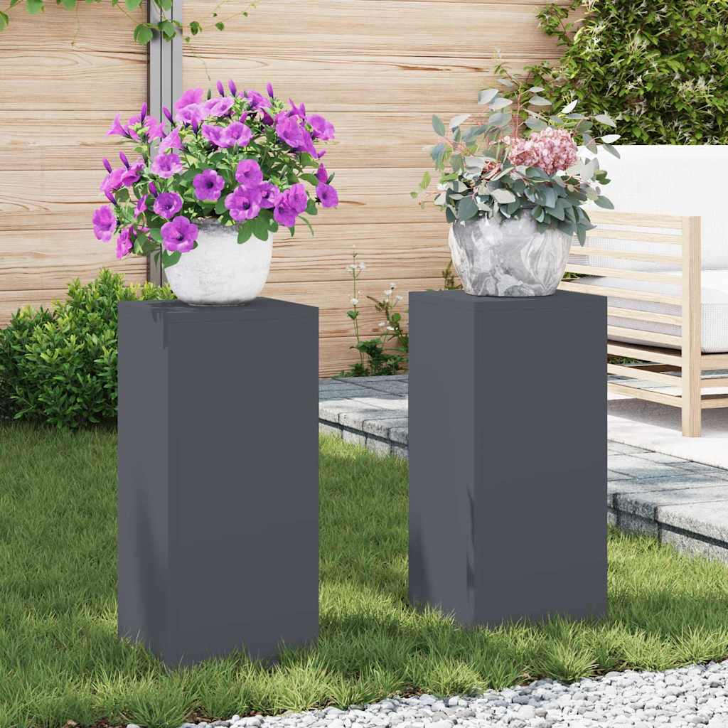 Pflanzenständer 2 pcs Anthrazit 24 x 24 x 55 cm Stahl