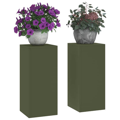 Pflanzenständer 2 pcs Olivgrün 24 x 24 x 55 cm Stahl
