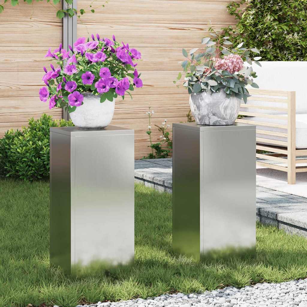 Pflanzenständer 2 pcs Silber 24 x 24 x 55 cm Verzinkter Stahl