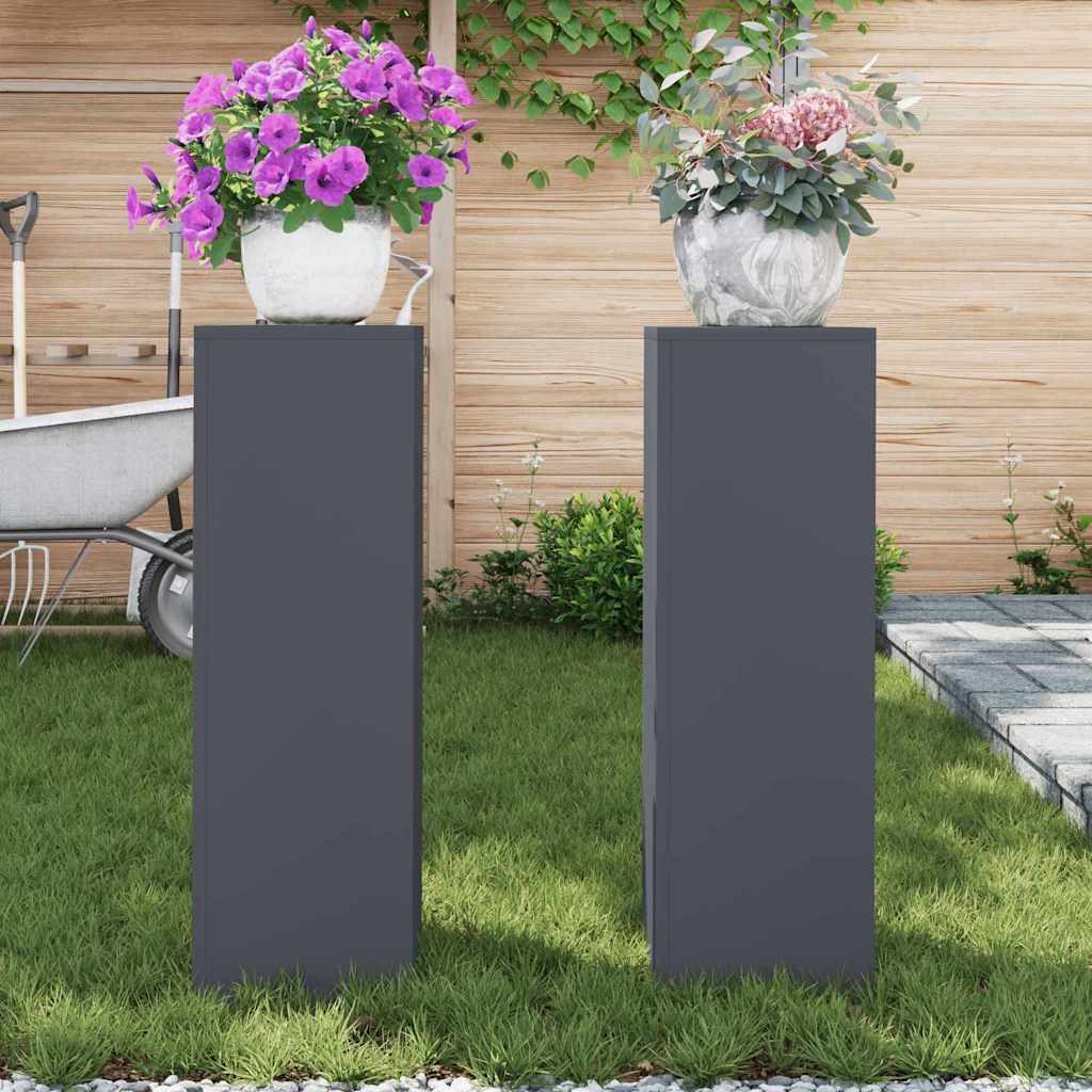 Pflanzenständer 2 pcs Anthrazit 24 x 24 x 75 cm Stahl