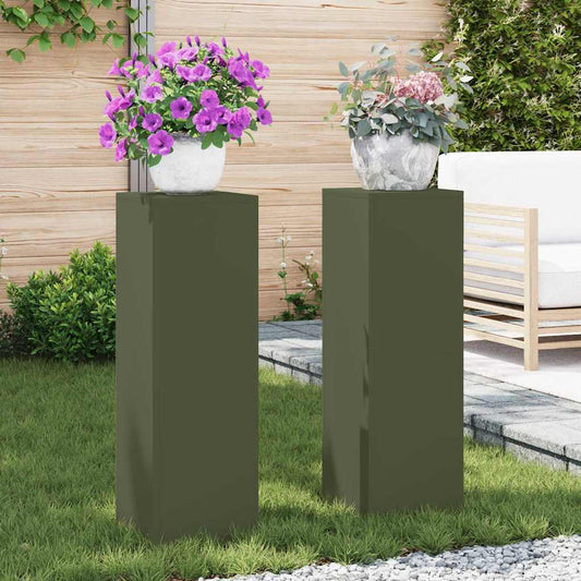 Pflanzenständer 2 pcs Olivgrün 24 x 24 x 75 cm Stahl