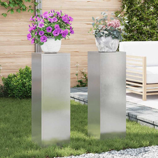 Pflanzenständer 2 pcs Silber 24 x 24 x 75 cm Edelstahl