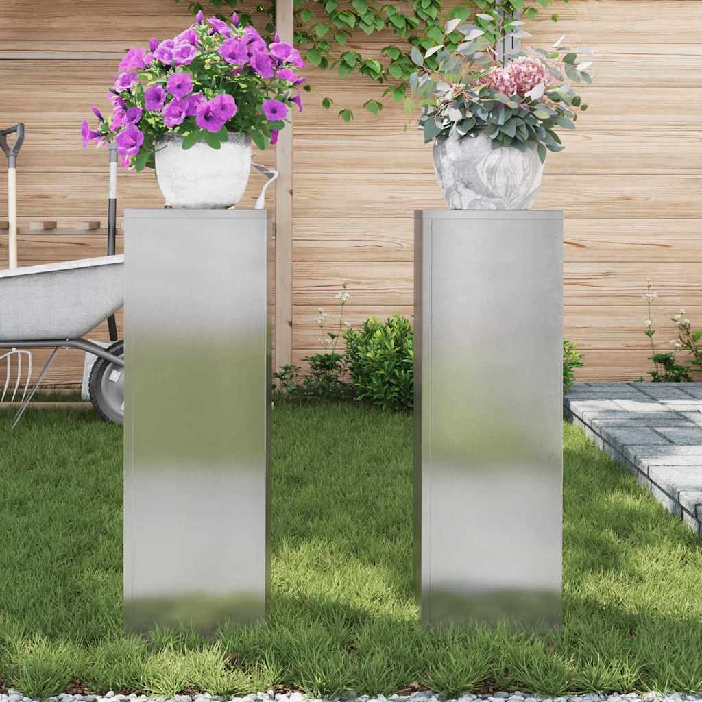 Pflanzenständer 2 pcs Silber 24 x 24 x 75 cm Edelstahl