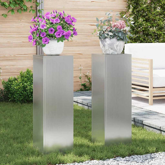 Pflanzenständer 2 pcs Silber 24 x 24 x 75 cm Verzinkter Stahl
