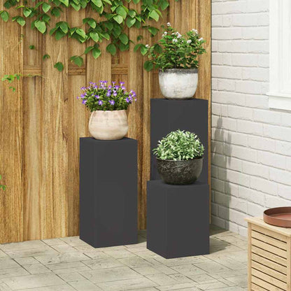 Pflanzenständer 3 pcs Schwarz 24 x 24 x 75 cm Stahl