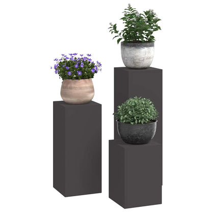 Pflanzenständer 3 pcs Schwarz 24 x 24 x 75 cm Stahl
