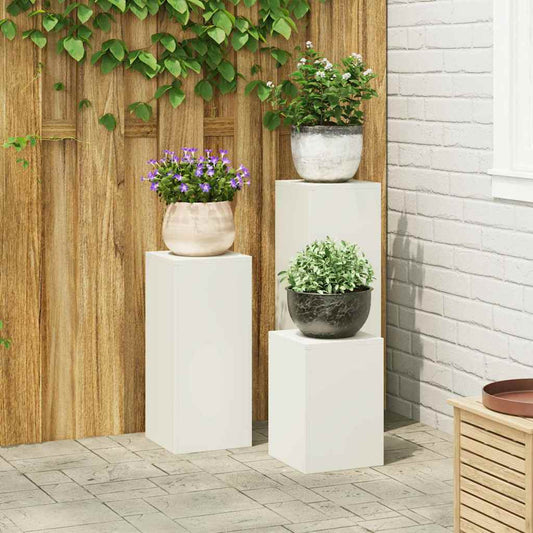 Pflanzenständer 3 pcs Weiß 24 x 24 x 75 cm Stahl