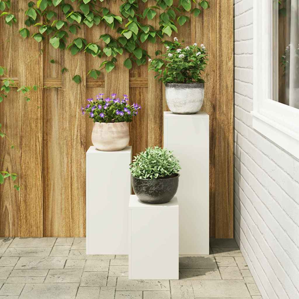 Pflanzenständer 3 pcs Weiß 24 x 24 x 75 cm Stahl