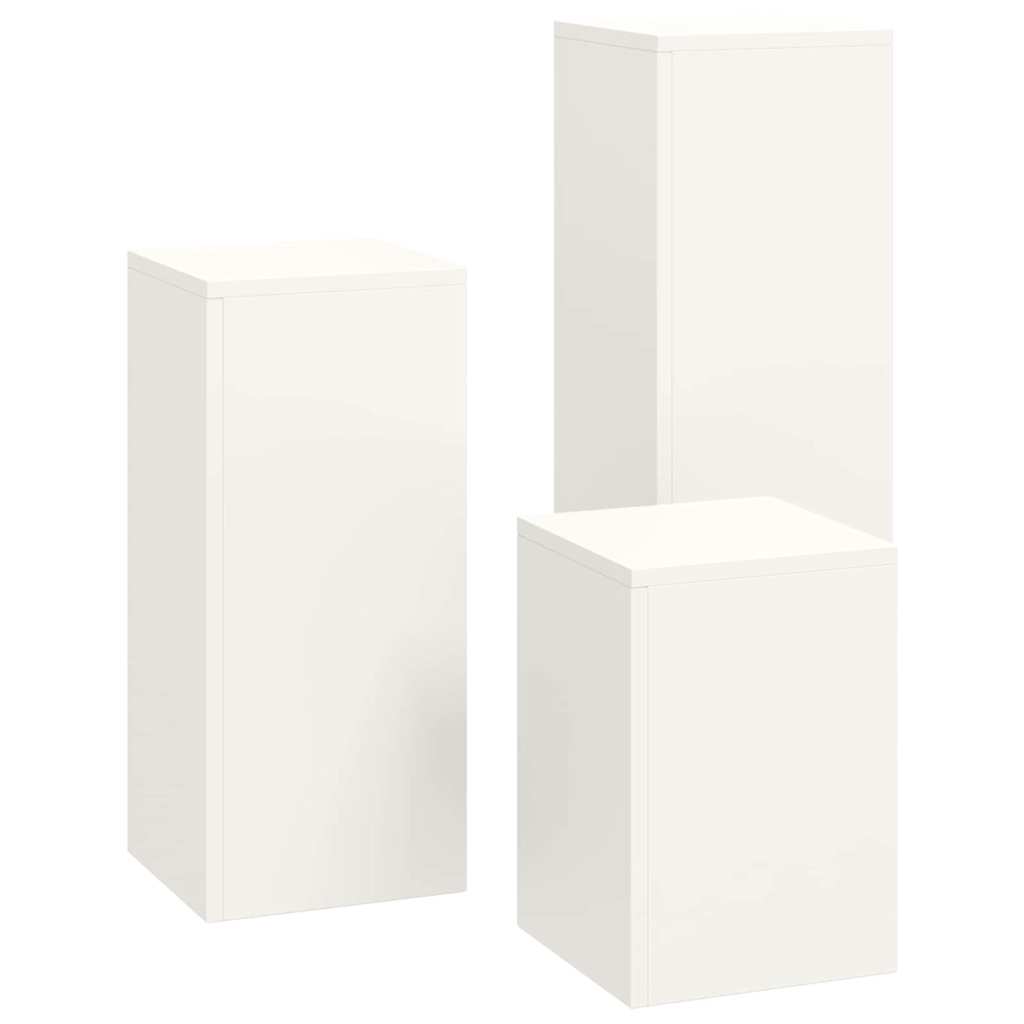 Pflanzenständer 3 pcs Weiß 24 x 24 x 75 cm Stahl