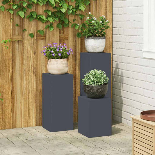 Pflanzenständer 3 pcs Anthrazit 24 x 24 x 75 cm Stahl
