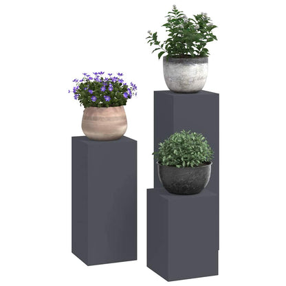 Pflanzenständer 3 pcs Anthrazit 24 x 24 x 75 cm Stahl