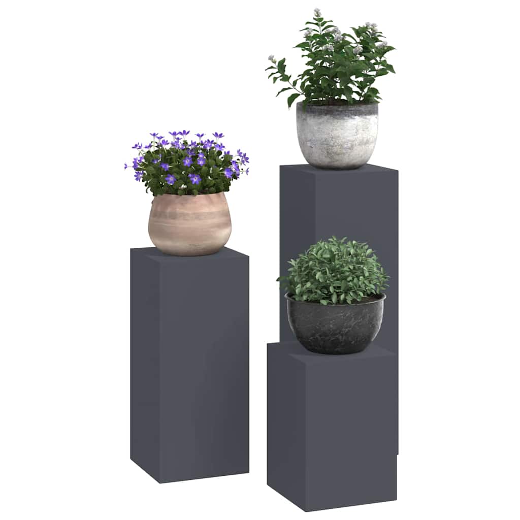 Pflanzenständer 3 pcs Anthrazit 24 x 24 x 75 cm Stahl