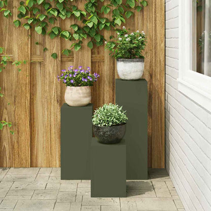 Pflanzenständer 3 pcs Olivgrün 24 x 24 x 75 cm Stahl