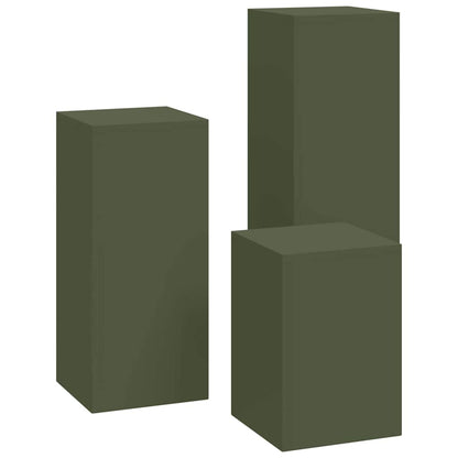 Pflanzenständer 3 pcs Olivgrün 24 x 24 x 75 cm Stahl
