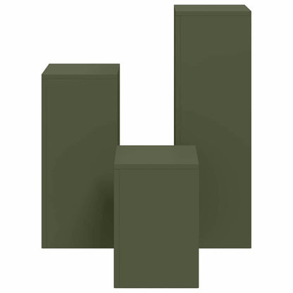 Pflanzenständer 3 pcs Olivgrün 24 x 24 x 75 cm Stahl