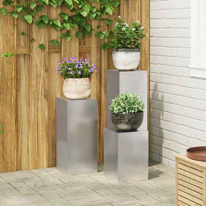 Pflanzenständer 3 pcs Silber 24 x 24 x 75 cm Edelstahl