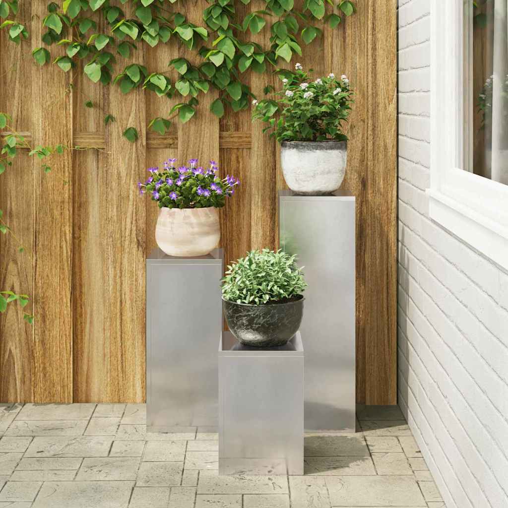 Pflanzenständer 3 pcs Silber 24 x 24 x 75 cm Edelstahl